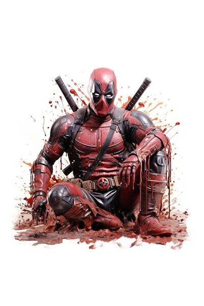 OEM Autocolant Deadpool (Marvel) — Vinil PVC, 10 cm, Bordură albă