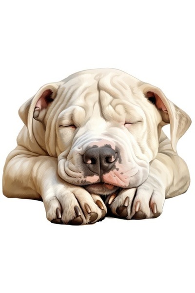 OEM Autocolant cu un cățeluș alb dormind, bordură albă, vinil PVC 23 cm