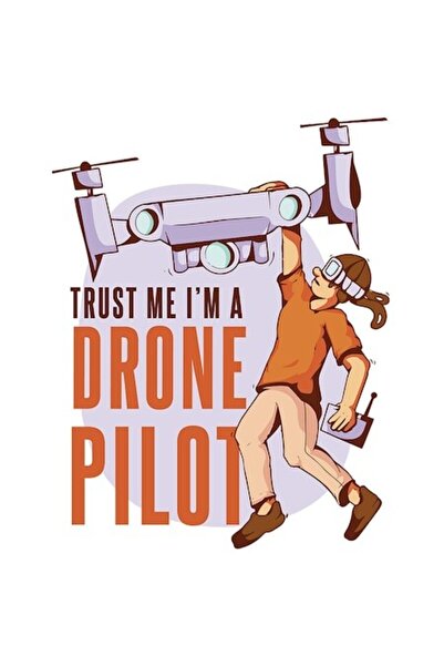 OEM Стикер - Момче в оранжево, висящо от дрон, „Повярвай ми, аз съм пилот на ...