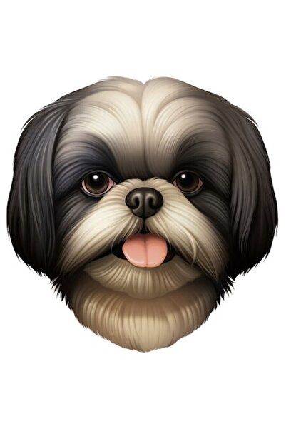 OEM Стикер с илюстрация на малко пухкаво куче, изплезен език, бяла рамка, PVC...