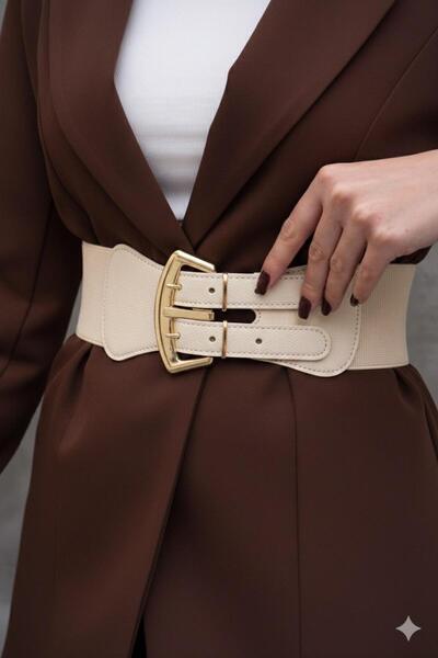 Desre Moda Gold Buckle Elastic Belt Dress Belt Shirt Belt Coat Belt Body Belt