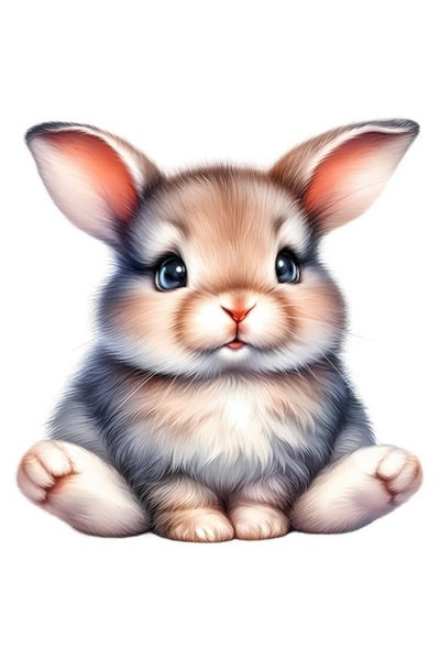 OEM Autocolant cu o ilustrație cu un iepuraș calm, bordură albă, vinil PVC, 1...