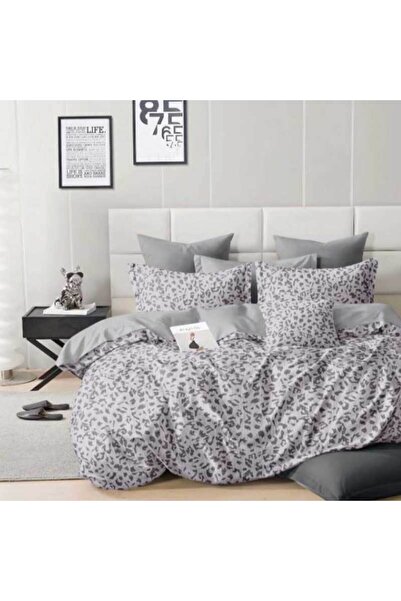 Patul Спално бельо, сатениран памук, сяра, 2 души, двойно легло, 4 части