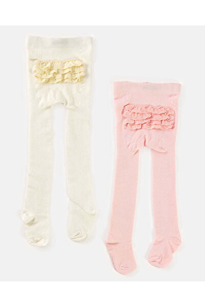 REDTAG Infant Girls Yellow And Pink Full Length Tights (2 Pairs)