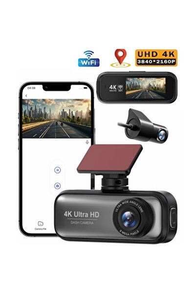 QOVU DVR cu cameră dublă V26a - 4K față / 1080P spate, WiFi, senzor de coliziune