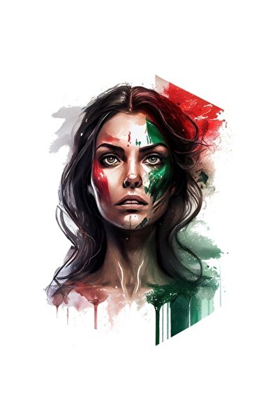 OEM Autocolant portret cu vopsea picurată, fată cu steag italian, vinil PVC, ...