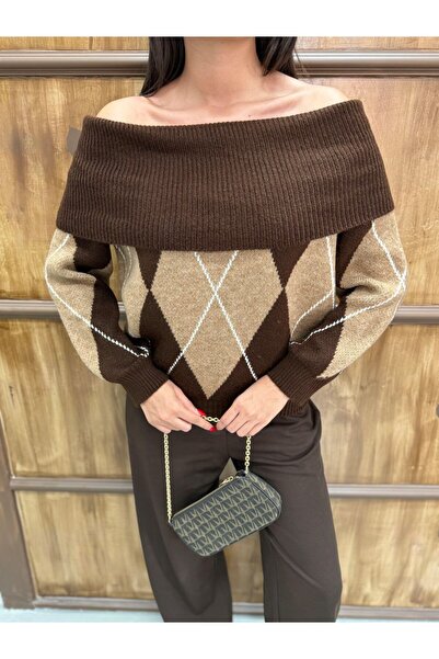 ZF BUTİK Πουλόβερ με διπλότυπο σχέδιο μπακλαβά με διπλότυπο σχέδιο