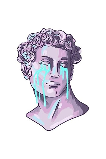 OEM Μωβ αυτοκόλλητο γλυπτό - Ανδρικό πρόσωπο που κλαίει, ελληνικό στυλ, πολύχ...