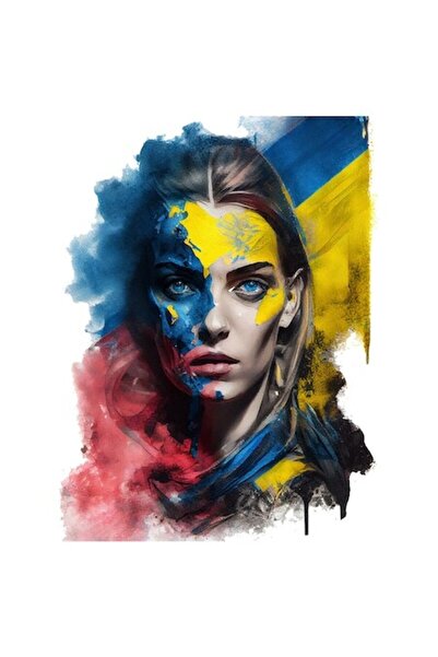 OEM Autocolant din vinil — Războinică cu ochi albaștri și steag românesc, păr...