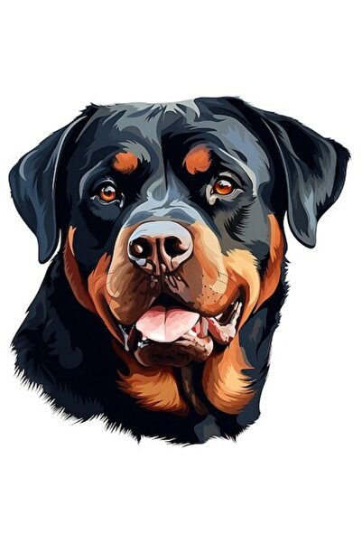 OEM Autocolant câine fericit, limba scoasă, ilustrație, bordură albă, vinil P...