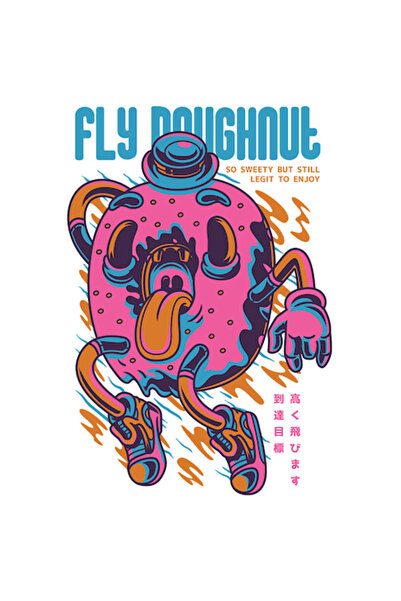 OEM Autocolant gogoașă AmeriSticker - Glazură roz, Limbă scoasă, „Gogoașă zbu...