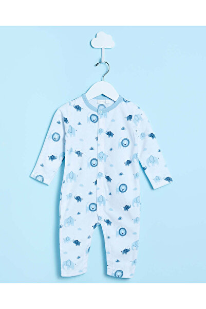 REDTAG Baby Blue Printed Romper Suit
