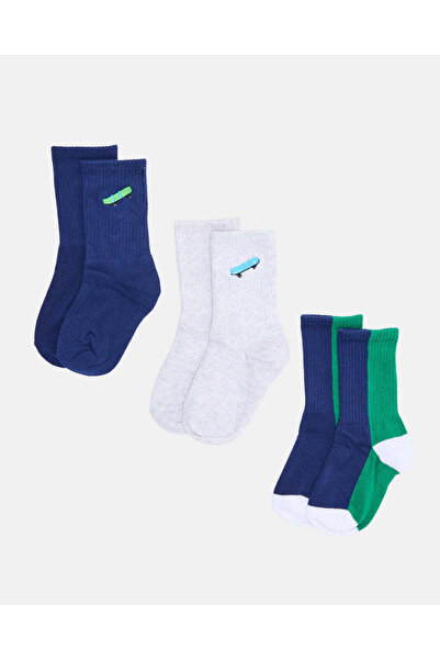 REDTAG Boys Assorted Crew-Length Socks Set (Pack Of 3)