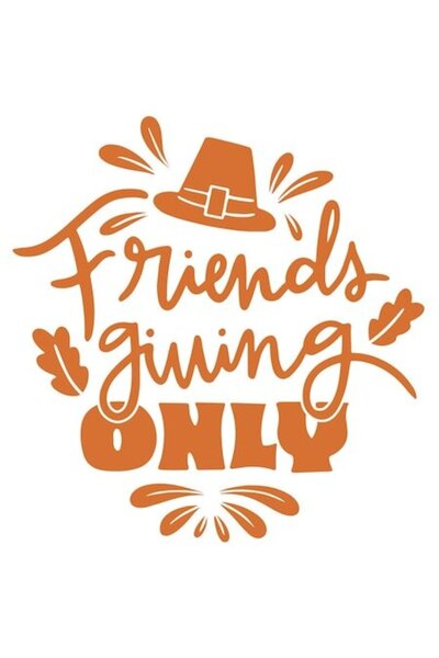 OEM Sticker 'Friends Giving Only' – Orange Hat, English Text, White Border, P...