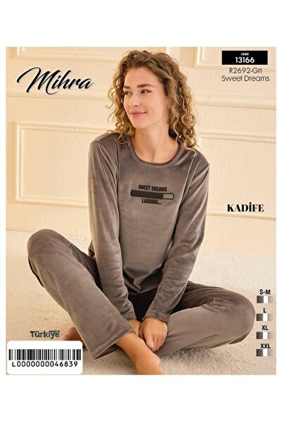 Mihra 13166 Women's Velvet Long Sleeve Pajama Set