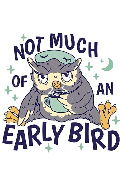 OEM Autocolant „Nu prea e o pasăre matinală” – Cafea și bufniță, vinil PVC cu...