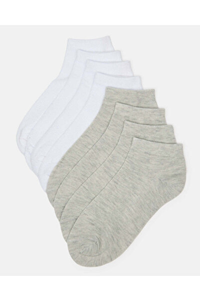 REDTAG Women White And Grey Ankle Box Socks (8 Pairs)