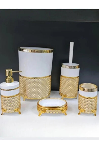 Ucuz Parçacım طقم حمام أكريليك عالي الجودة بأرجل معدنية – مطلي بالكروم الذهبي |   تصميم فاخر ومتين