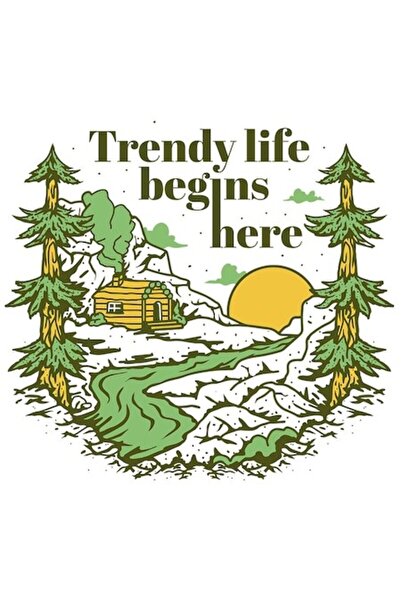 OEM Autocolant cu mesajul „Viața începe aici”, multicolor, vedere la munte, v...