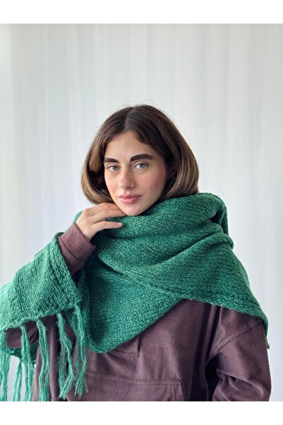 Retrobird Oversized Soft Knitted Scarf Women's Forest Green