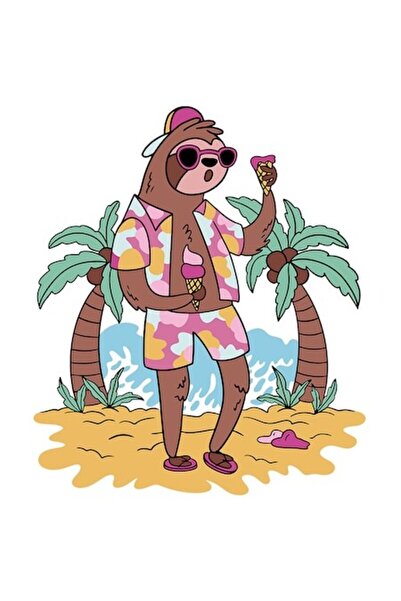 OEM Autocolant personalizat - Plajă, Înghețată, Nisip, Mare, Palmieri, Margin...