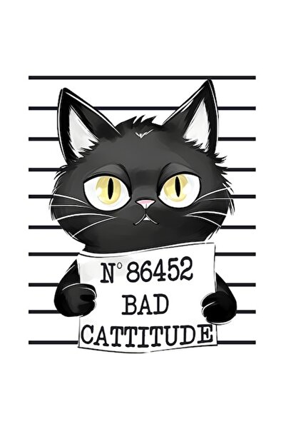 OEM Autocolant Pisica Neagră în Închisoare „NO 86452 - Bad Cattitude”, Vinil ...