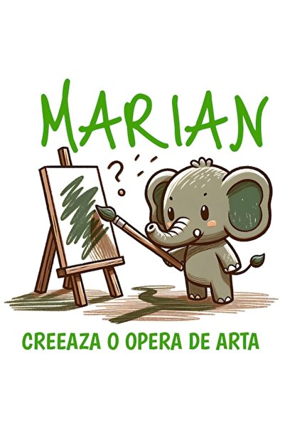 OEM Autocolant artistic cu pui de elefant, pictură cu pensula și text pe pânz...