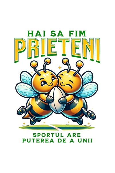 OEM Стикер - Щастлива пчелна двойка "Нека бъдем приятели" (PVC винил), 28 см