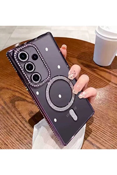 m.tk moveteck Samsung Galaxy A17 Case Glittery Stone Lens Protection Transparent Back Colorful Edge Shiny Magsafe Cover