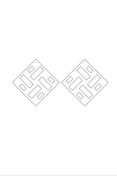soonaksesuar White Reflective Square Earrings, Stylish Laser Cut Earrings - Apbj012