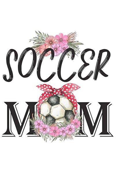 OEM Αυτοκόλλητο "Soccer Mom" ​​με μπάλα ποδοσφαίρου, λουλούδια, λευκό περίγρα...