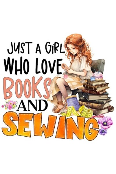 OEM Autocolant „Doar o fată care iubește cărțile și cusutul” — vinil PVC, bor...