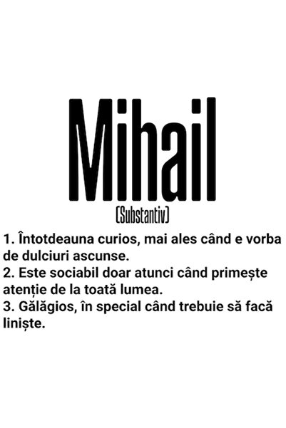OEM Autocolant cu numele „Mihail” — Mesaj amuzant (Curios, Sociabil, Gălăgios...