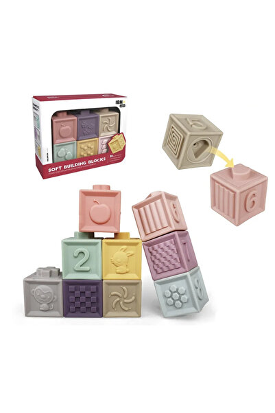Krista Set of 6 interlinkable textured silicone cubes for babies