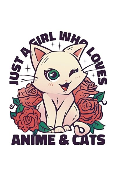 OEM Αυτοκόλλητο "Απλώς ένα κορίτσι που λατρεύει τα anime και τις γάτες" (βινύ...