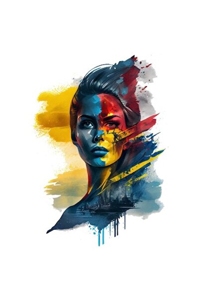 OEM Autocolant - Portret feminin, Drapelul Românesc cu vopsea picurată, multi...