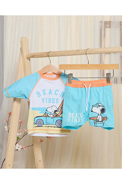 REDTAG Infant Boys Blue Printed Swim Set (2 Piece)