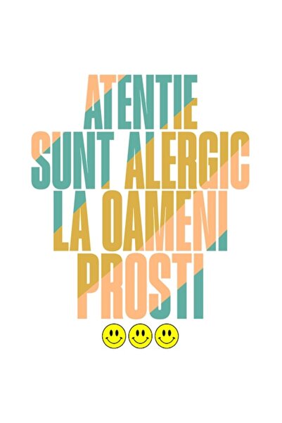 OEM Autocolant cu zâmbet gradient „Atenție, sunt alergic la proști” PVC 15 cm