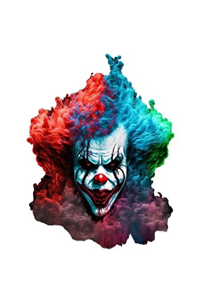 OEM Autocolant din vinil PVC — Portret de clovn însângerat, nas roșu, păr cre...