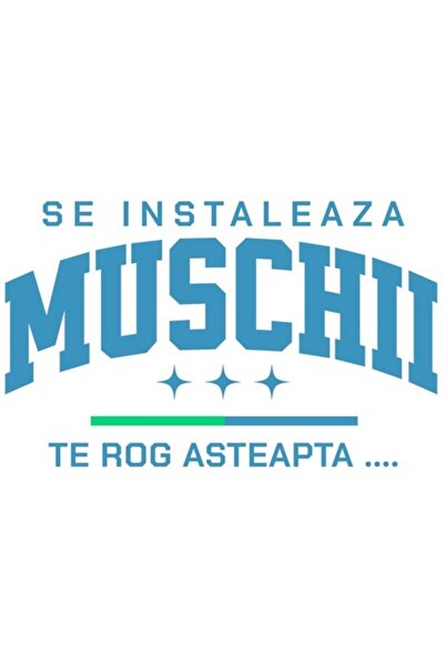 OEM Autocolant „Mușchii se instalează - Vă rugăm să așteptați” cu margini alb...