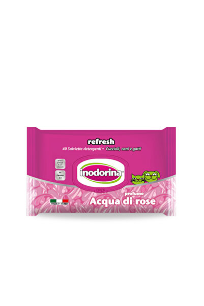 Inodorina Șervețele umede Refresh cu apă de trandafiri 30x20 cm, 40 buc.