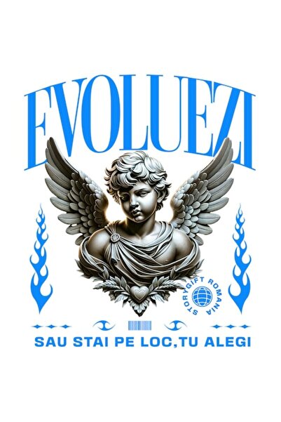 OEM Autocolant - Bust de statuie greacă cu textul „Evoluezi sau rămâi pe loc,...