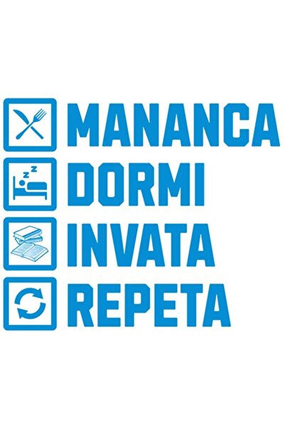 OEM Autocolant Rutină Zilnică - Mănâncă, Dormi, Învață, Repetă (Margini Albe)...
