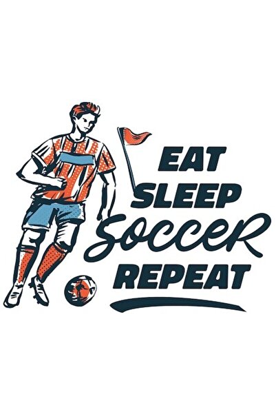 OEM Autocolant „Eat Sleep Soccer Repeat” — Jucător de fotbal, multicolor, bor...