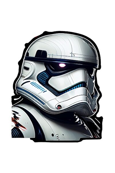 OEM Robot Portrait Sticker, Star Wars Style, White-armored Soldier, PVC Vinyl 15 cm