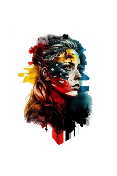 OEM Autocolant portret războinic pictat cu pictură în apă, privind în dreapta...