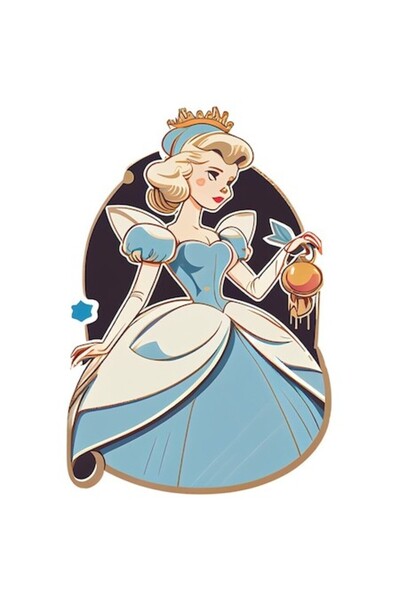 OEM Autocolant Prințesă (stil Cenușăreasa), Rochie Albastră Interbelică, Coro...