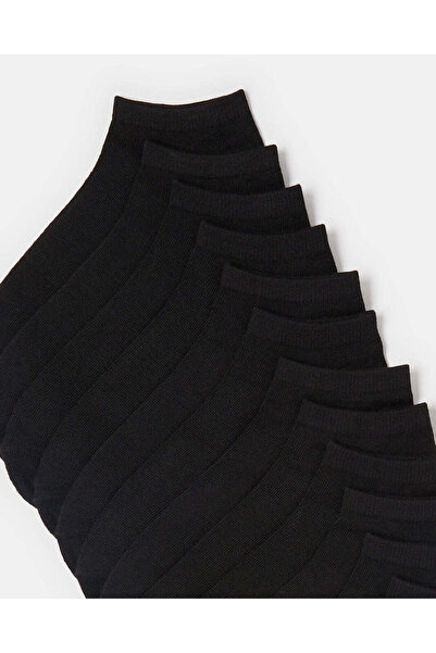REDTAG Women Black Solid Ankle Socks (10 Pairs)