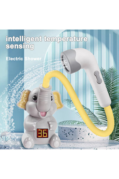 Krista Elephant Bath Toy with Shower and Thermometer for Baby, gray