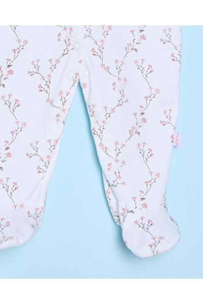 REDTAG Baby White Floral Print Sleepsuit